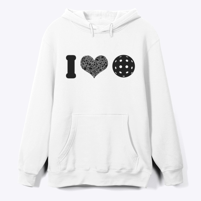 I Heart Pickleball Black w/ Outdoor ball