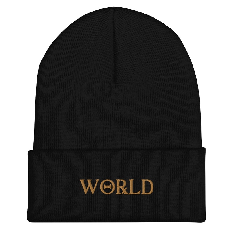 world gold text