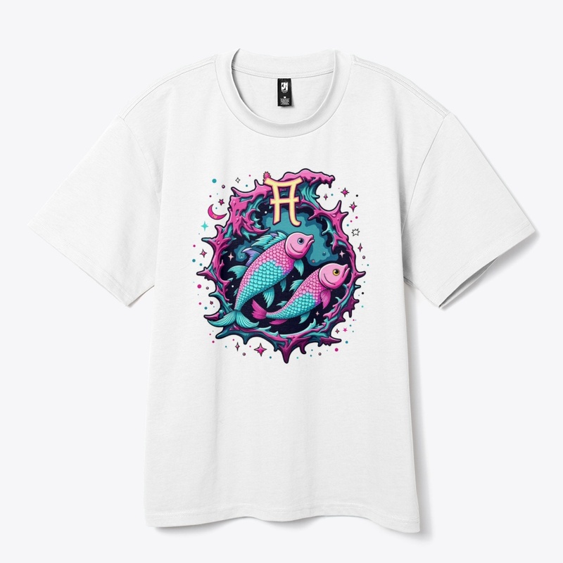Pisces Zodiac Design - Cosmic Twin Fish