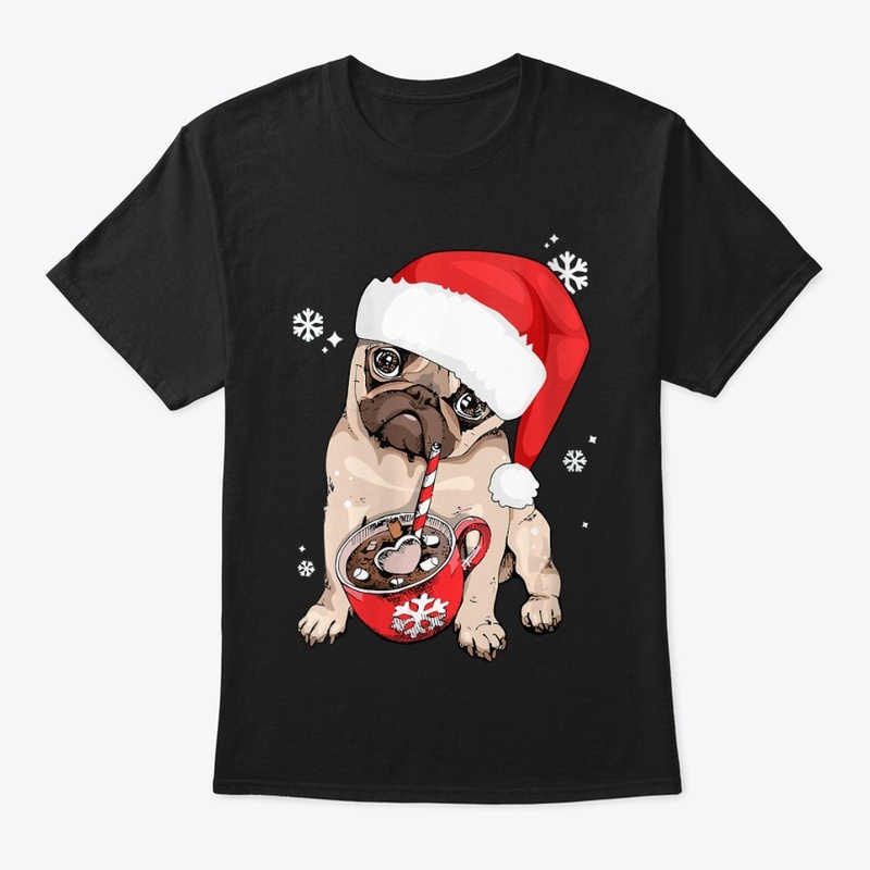 Womens Pug Christmas Santa Hat Cute Pugs