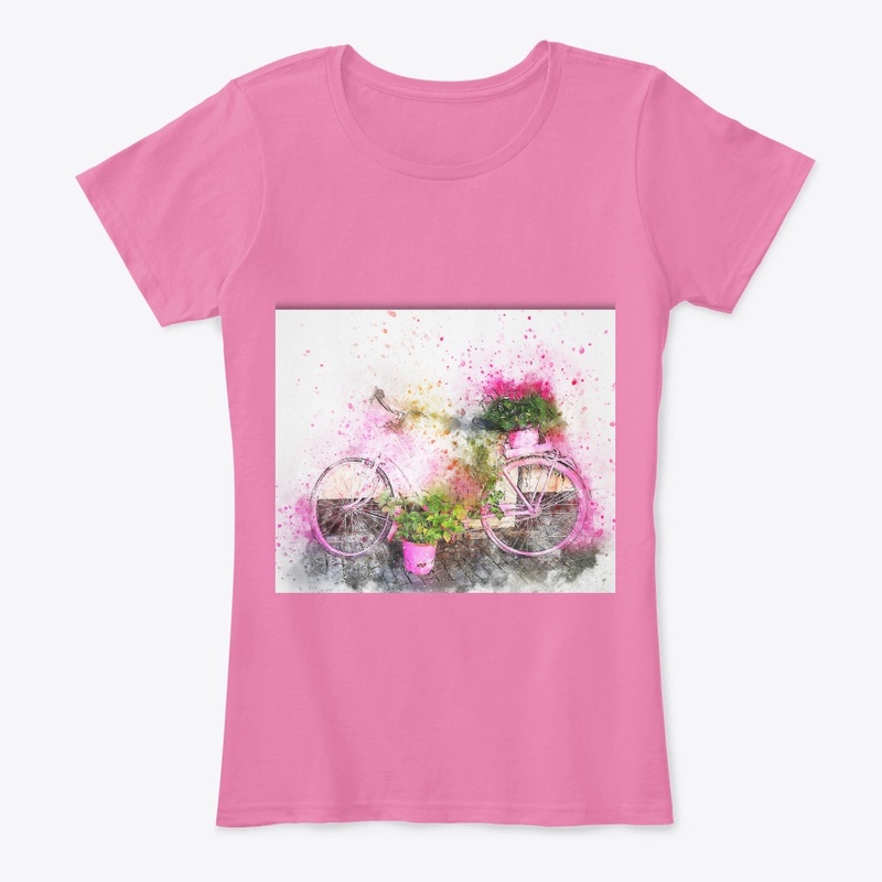 Bicycle Flower Abstract Art T shirt