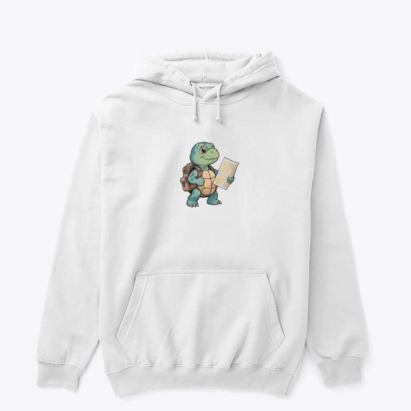 Cute Lost Turtle Explorer Sticker.