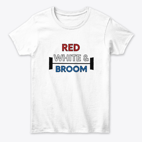 Red White And Broom Housekeeping Gifts White T-Shirt Front