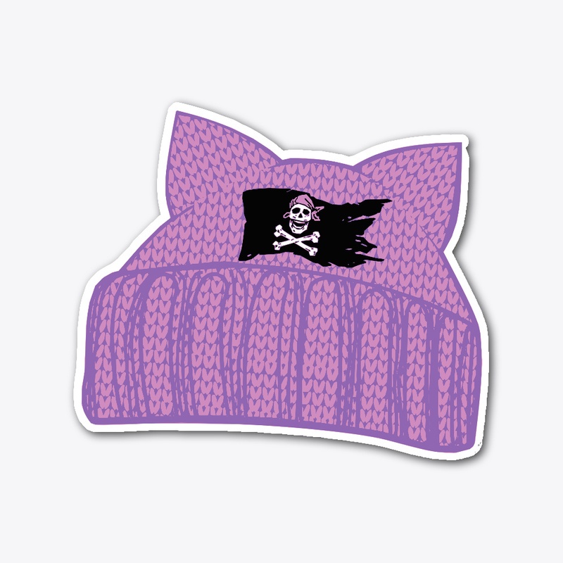 Skully Cat Hat Sticker