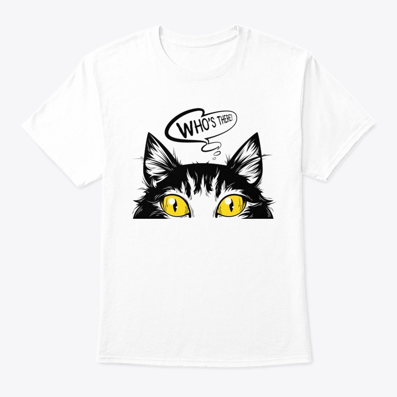 Spooky Black Cat Eyes Who's There Design