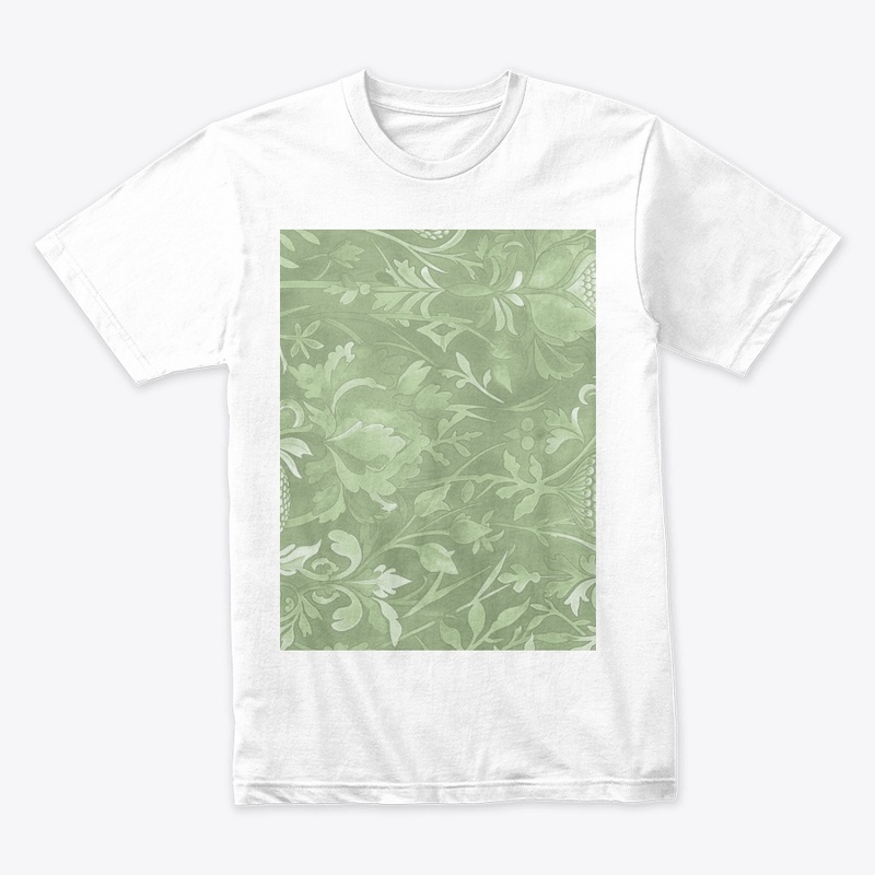 Sage Green Arts & Crafts Floral Pattern 