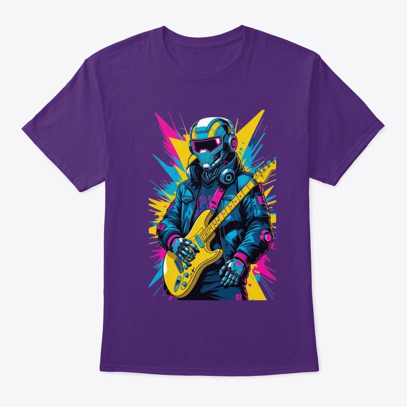 Neon Cyborg DJ Guitar Hero T-Shirt