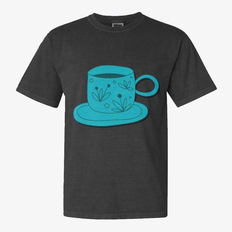 Whimsical Teal Coffee Cup