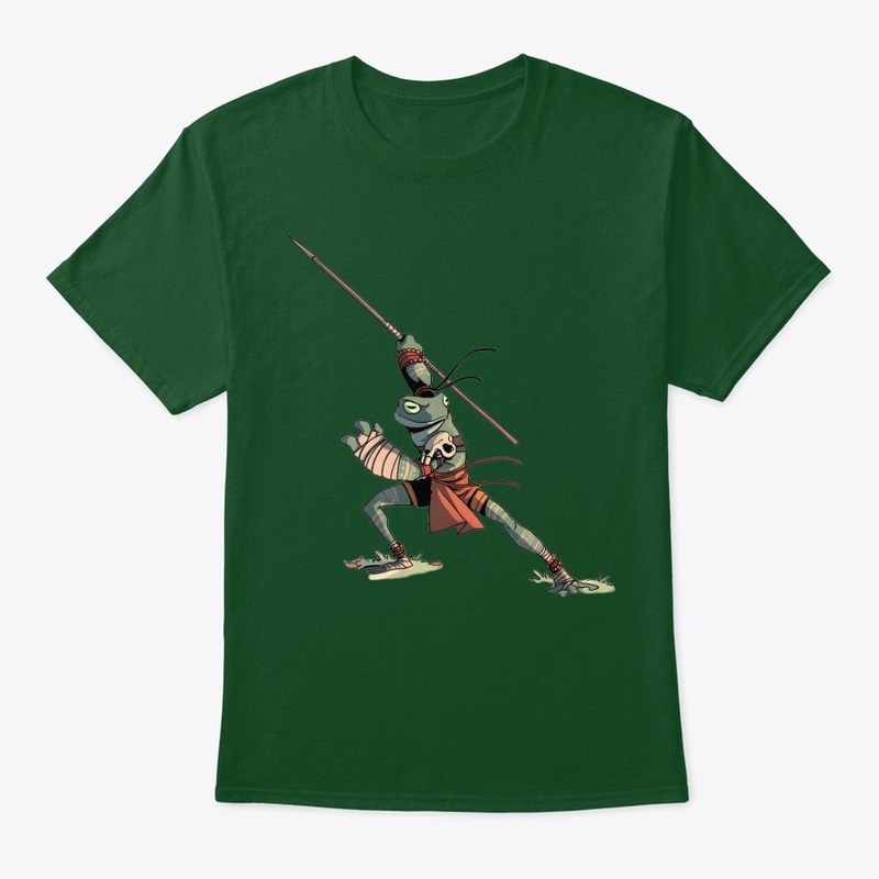 A cute frog plays with a fighter's stick