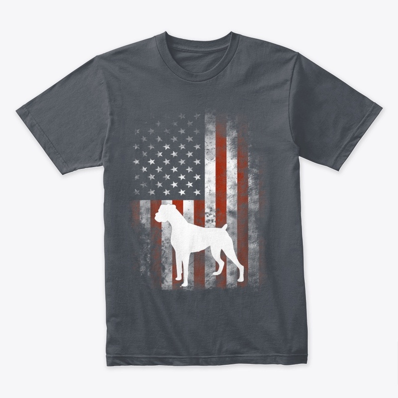 White Boxer Dog Shirt Patriotic American