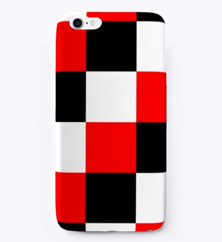 Black White Red Patchwork Check Pattern