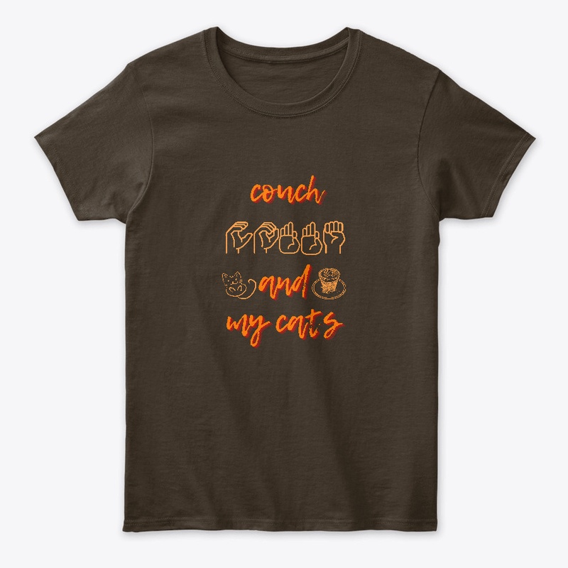 Couch coffee and cats (sign language)