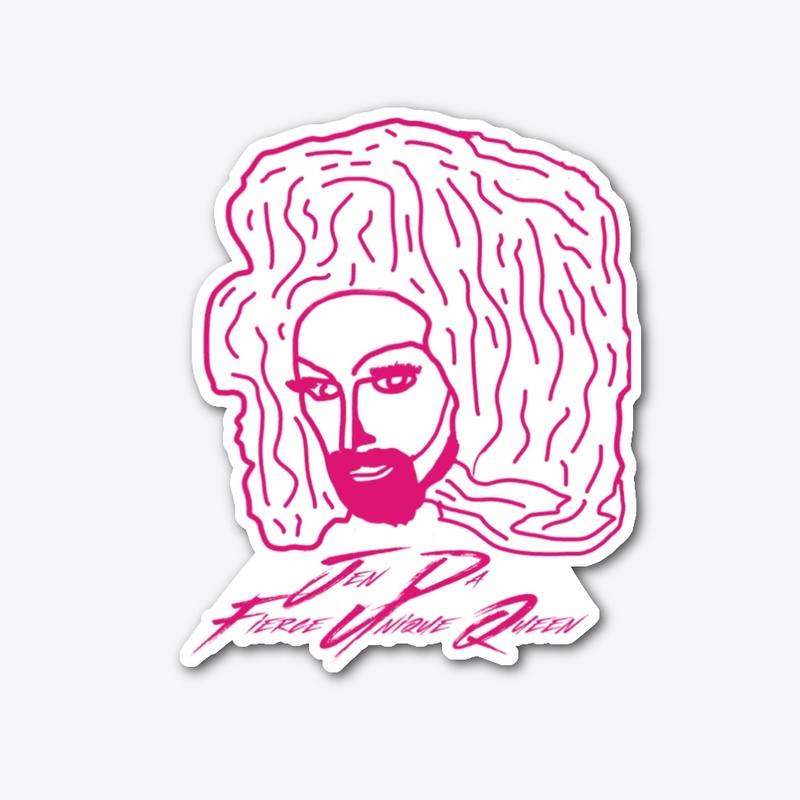 Jen Da Queen Drawn Sticker Pink