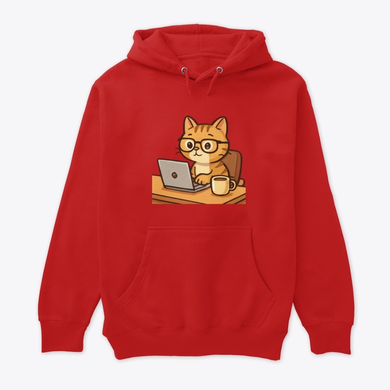 Work from Home Cat - Coffee & Laptop