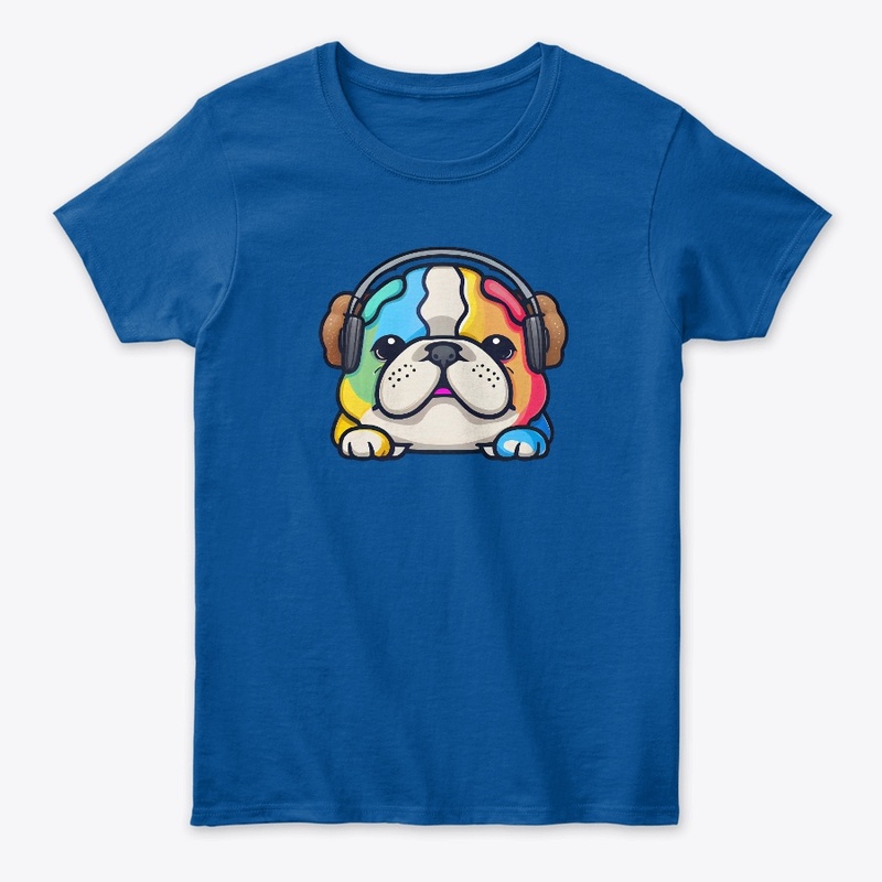 Cute Kawaii Bulldog retro music