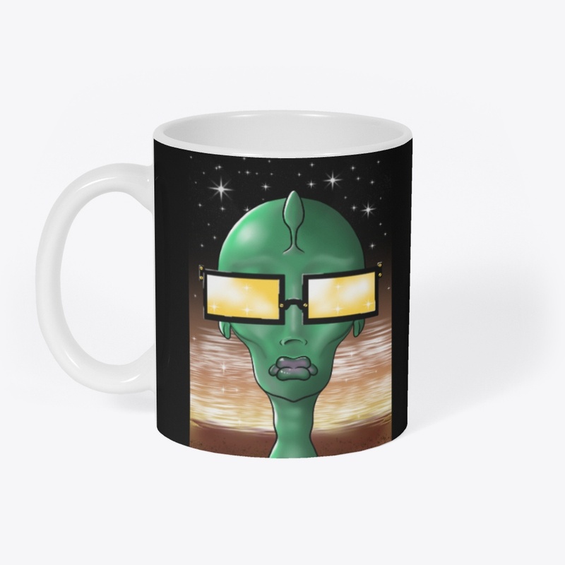 GREEN FEMALE ALIEN IN SUNGLASSES