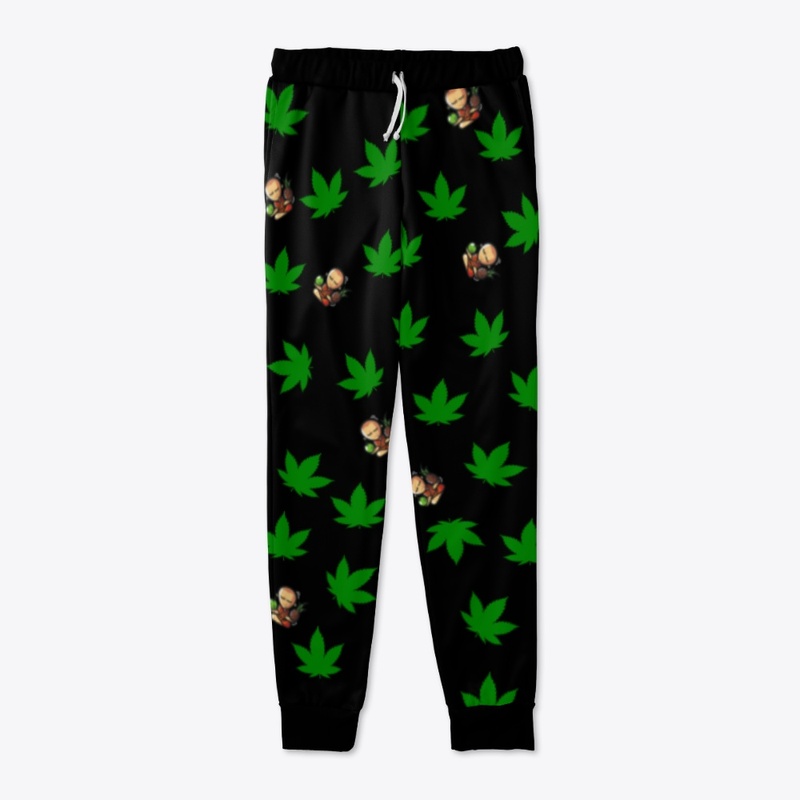branded marijuana  print joggers