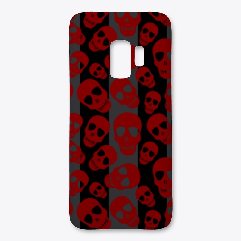 Red Skulls On Stripes