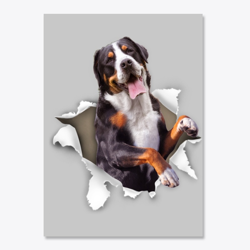 Greater Swiss Mountain Dog Torn Paper
