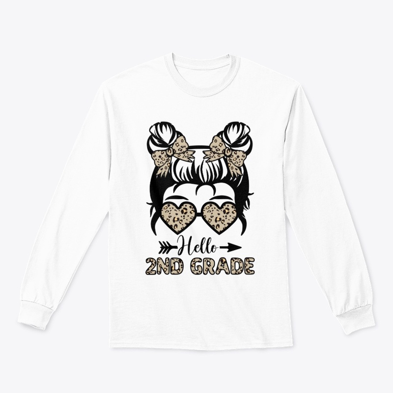 Hello 2nd Grade Messy Bun - Leopard