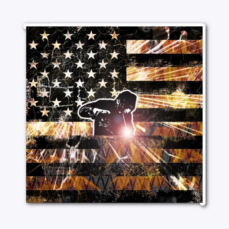 Welding Flag Sparks and Flames