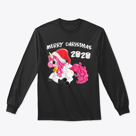 Unicorn Quarantine Christmas Face Mask 2 Black T-Shirt Front