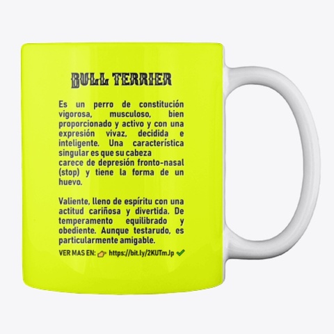 Coleccion Bull Terrier. 🐕 ✔️ Neon Yellow Camiseta Back