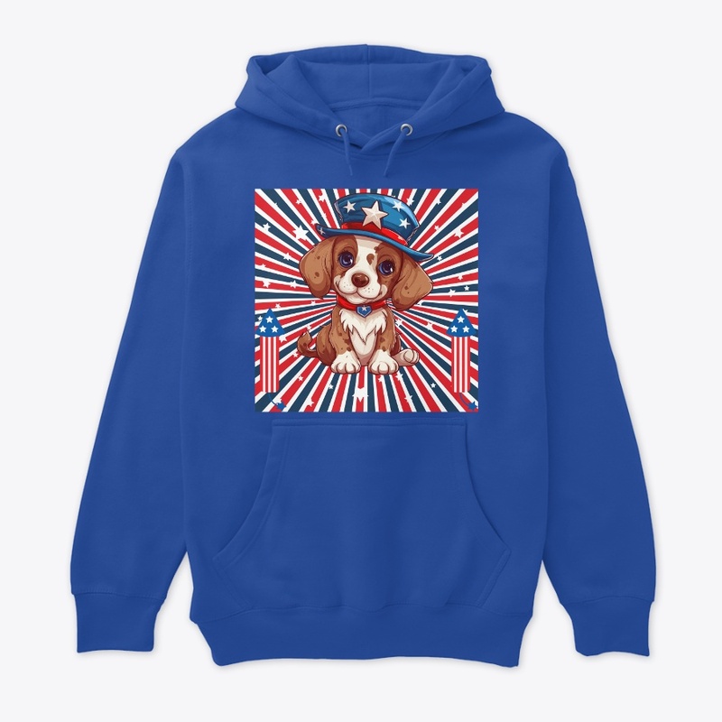Cute Dog with American Flag for July 4th