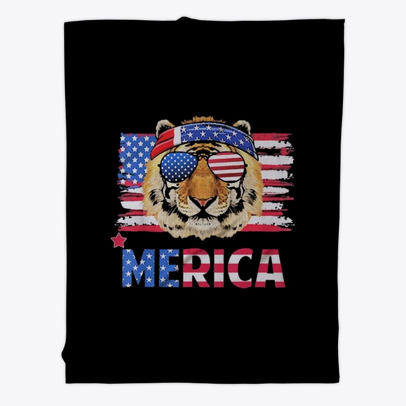 Tiger With Sunglasses American Flag