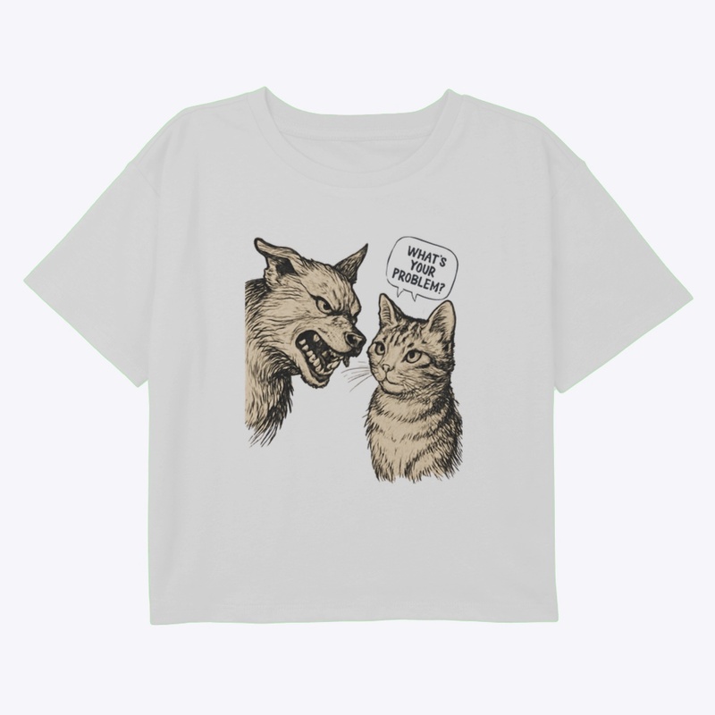 Cat vs Wolf - Funny Design
