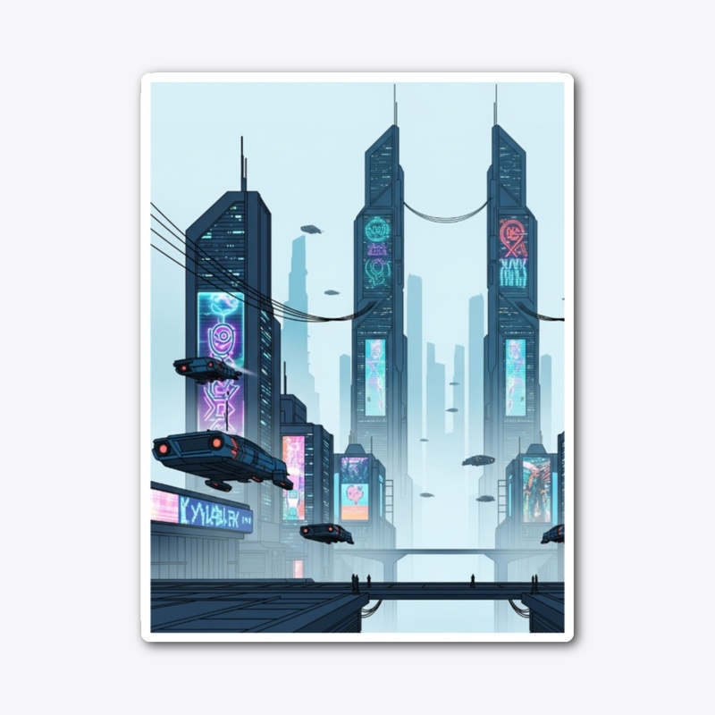 Futuristic cyberpunk city skyline
