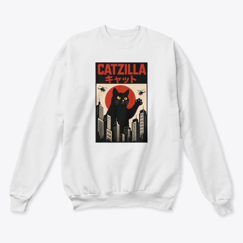 Catzilla Funny Giant Black Cat Japanese
