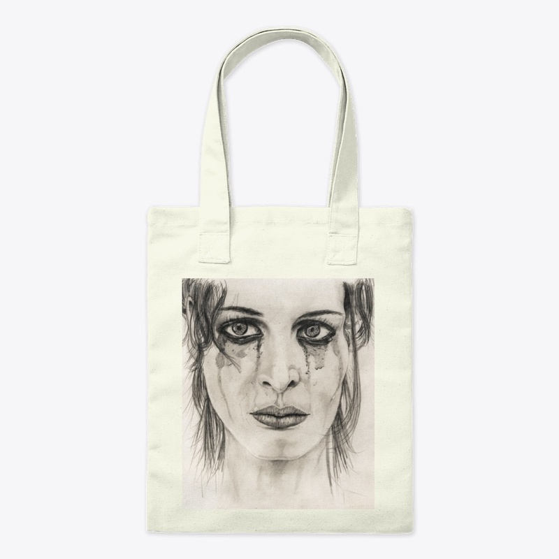 Crying girl in pencil