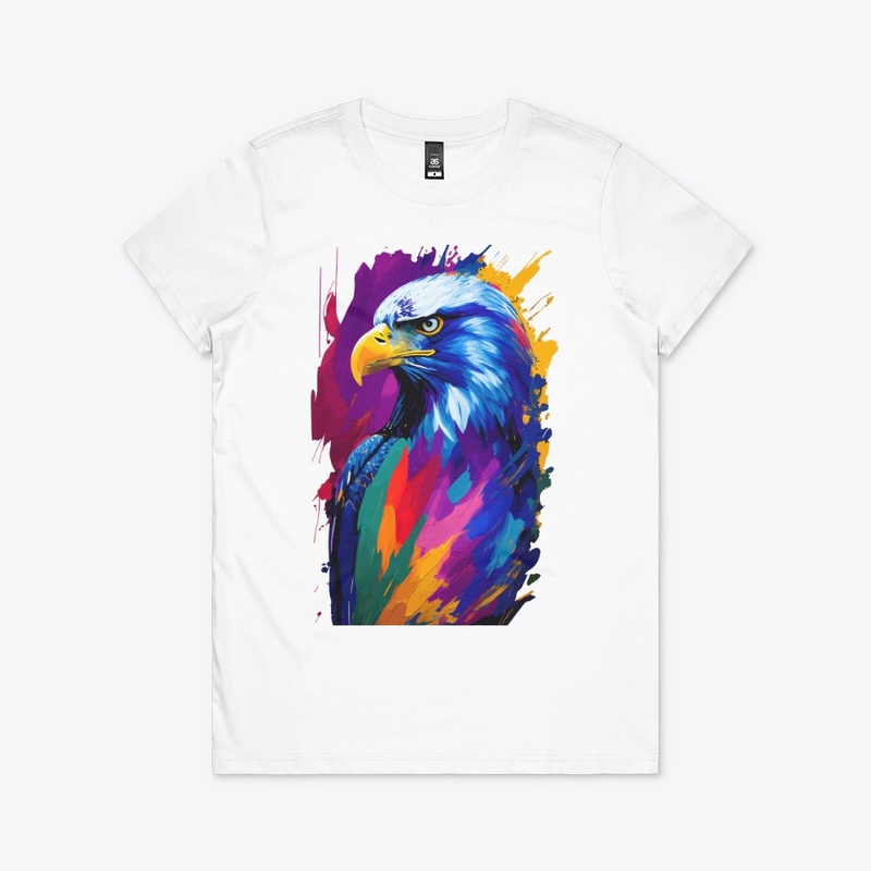 Vibrant Eagle in colorful splatter, left