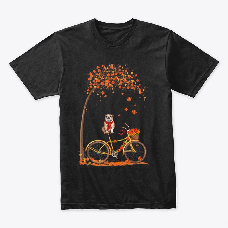 Maple Bulldog Bike Leaf  Autumn Shirt