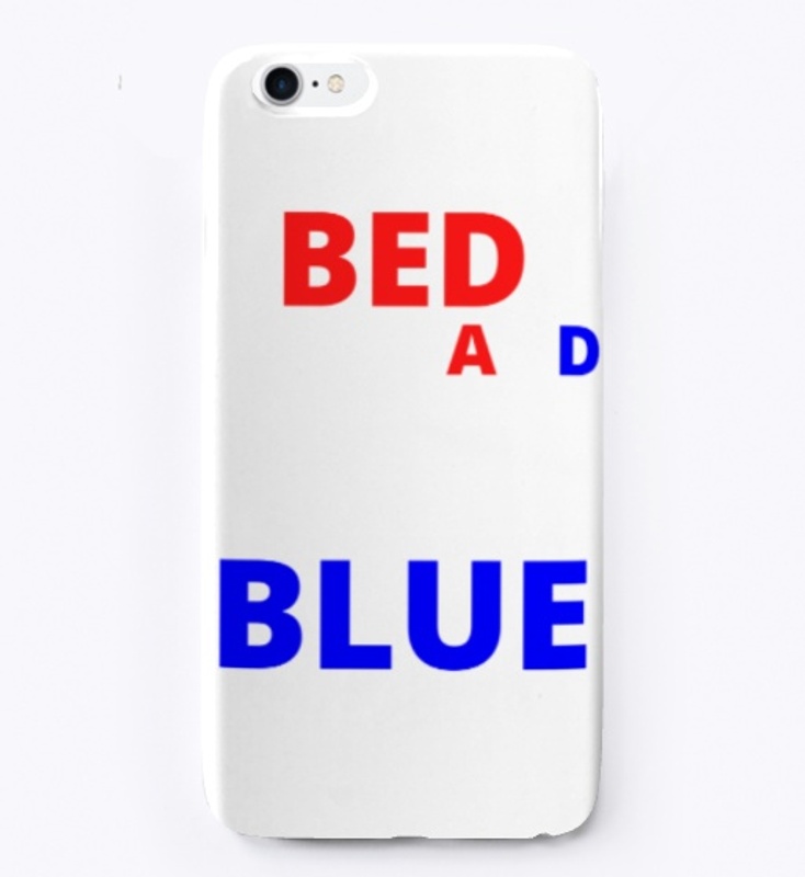 Bed white and blue funny independence na