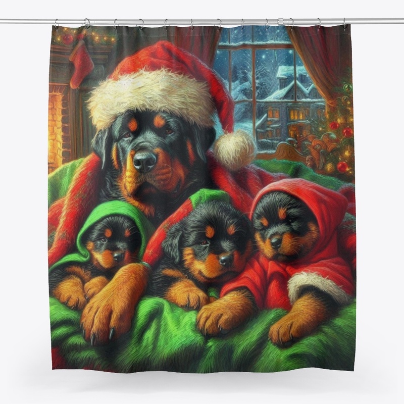 Rottweiler & Puppies on Christmas Eve