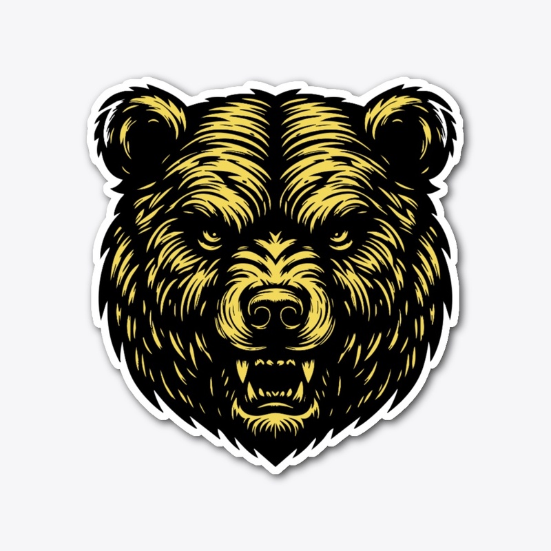 Angry Bear Head Design Fierce Wildlife