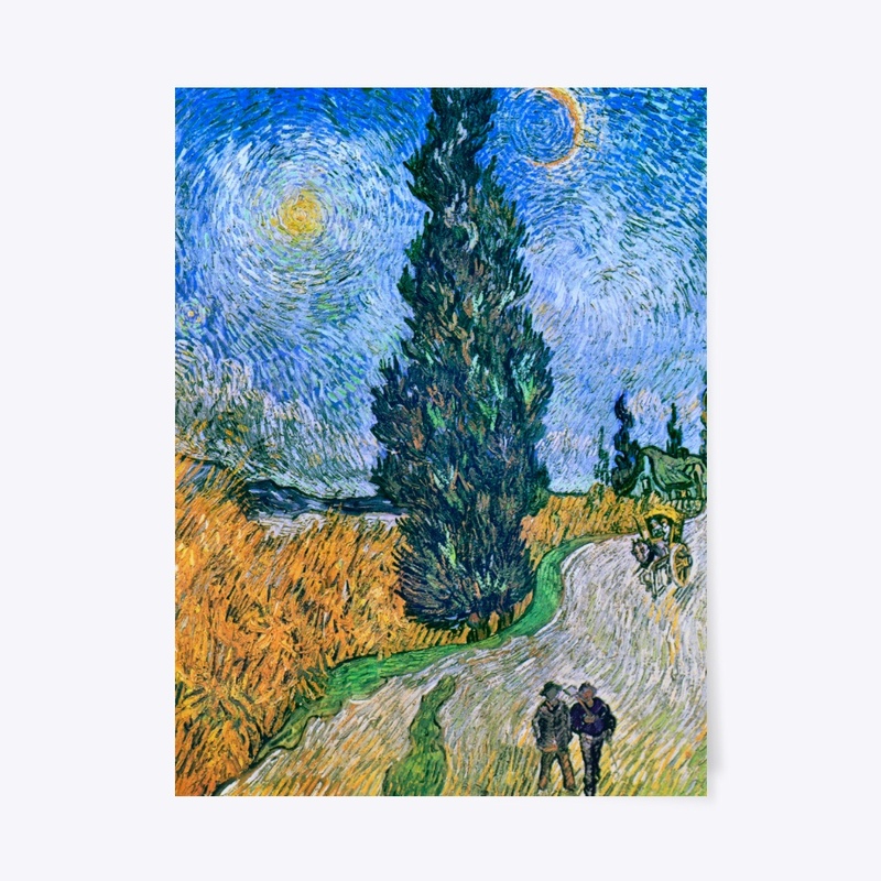 Road with Cypress and Star Poster