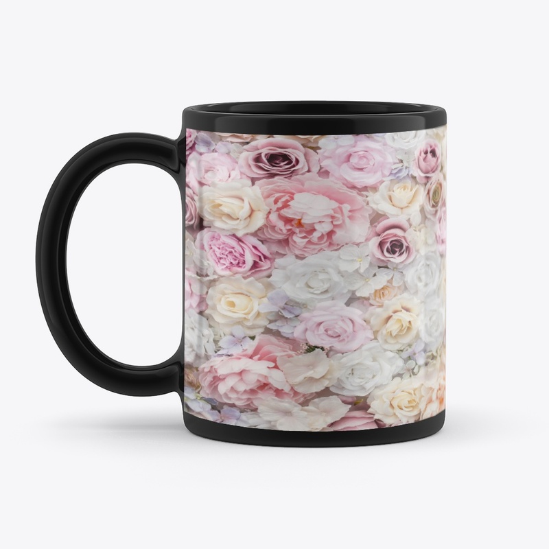 White rose mug