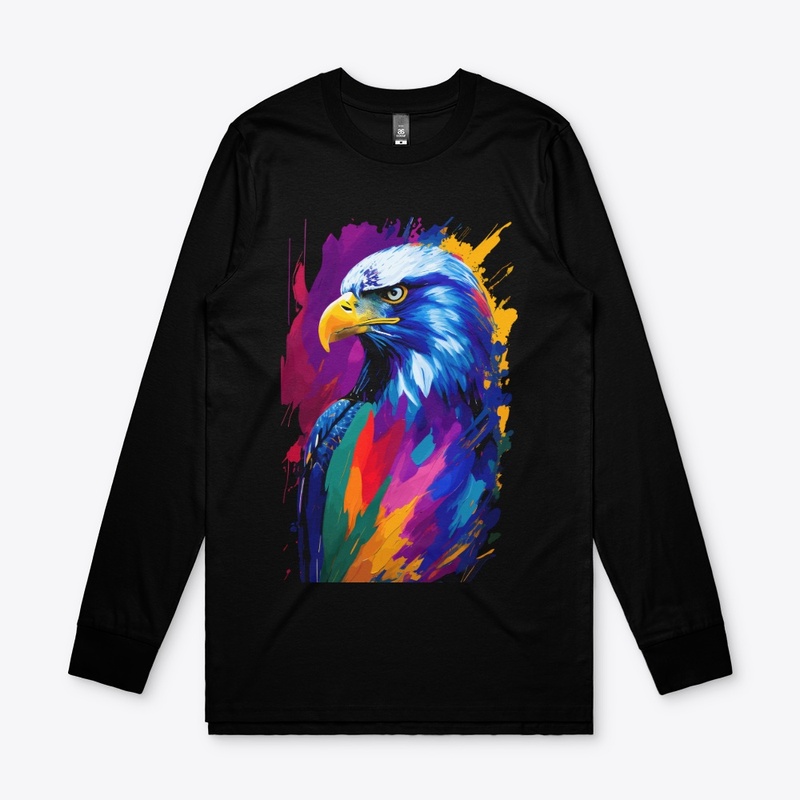 Vibrant Eagle in colorful splatter, left