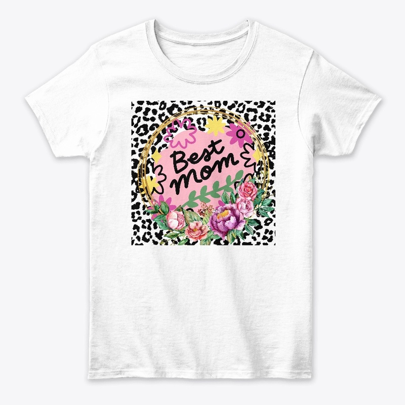 Best Mom With Flowers & Tiger Print