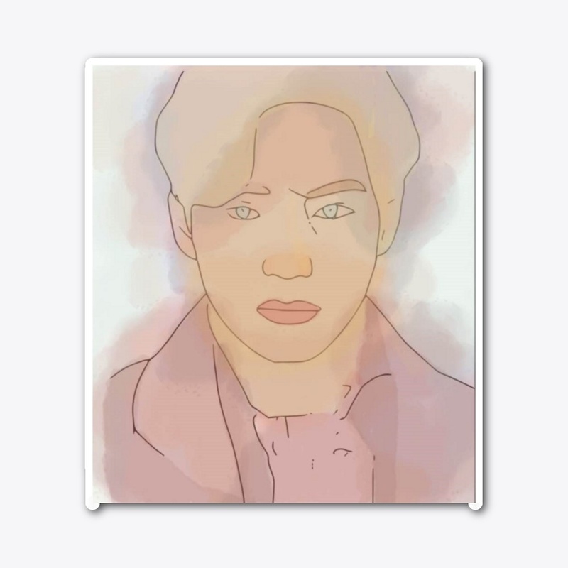 watercolor painted handsome man