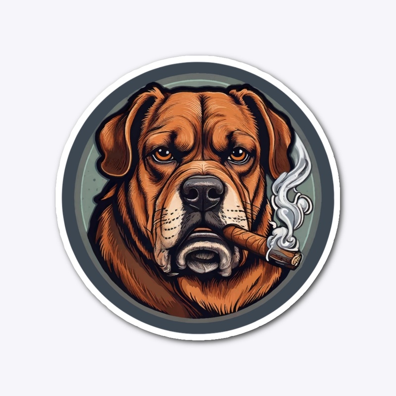 Cool Boss Dog Smoking Cigar 
