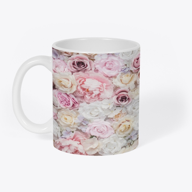 White rose mug