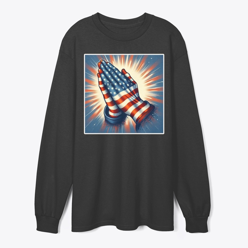 Praying Hands American Flag July 4th Tee