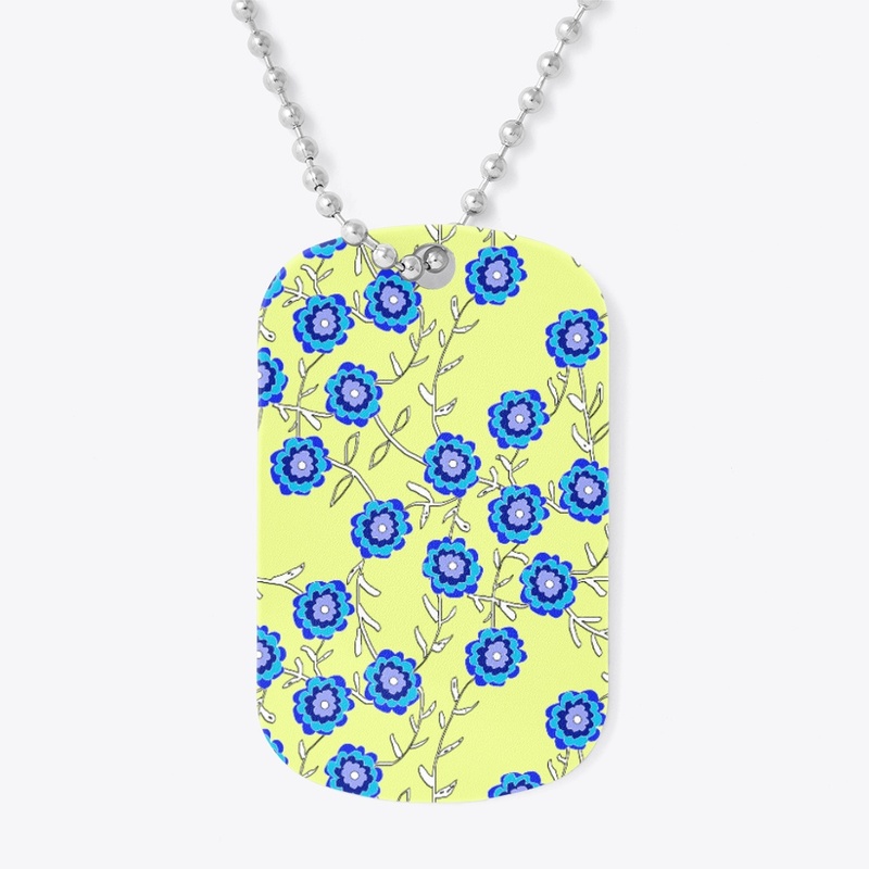 Blue Flowers on Yellow