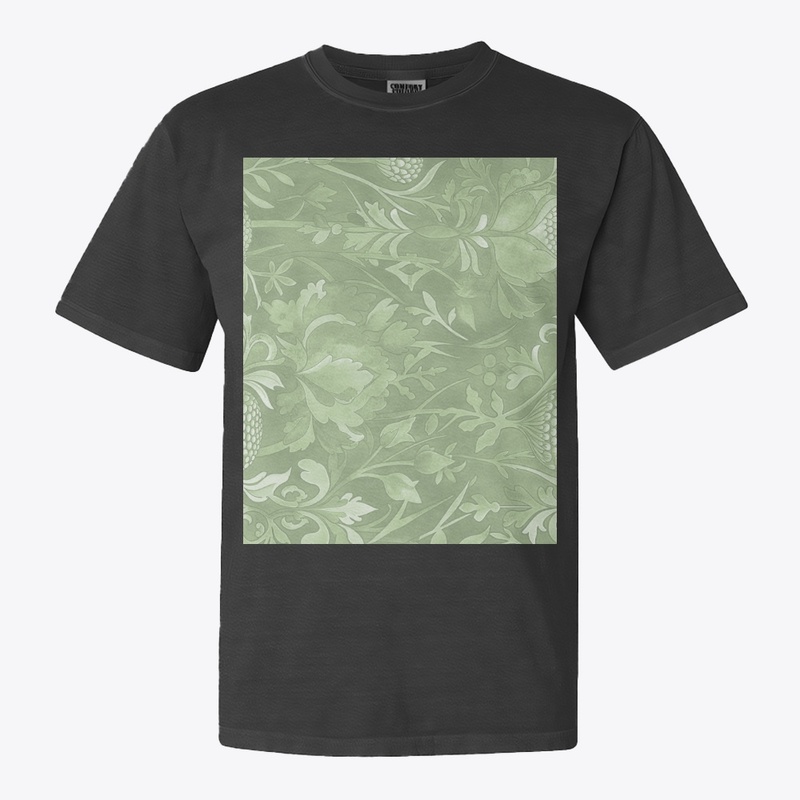 Sage Green Arts & Crafts Floral Pattern 
