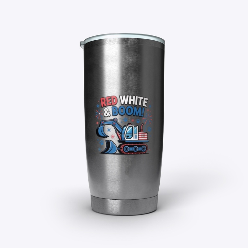 Red White & Boom Excavator Shirt 