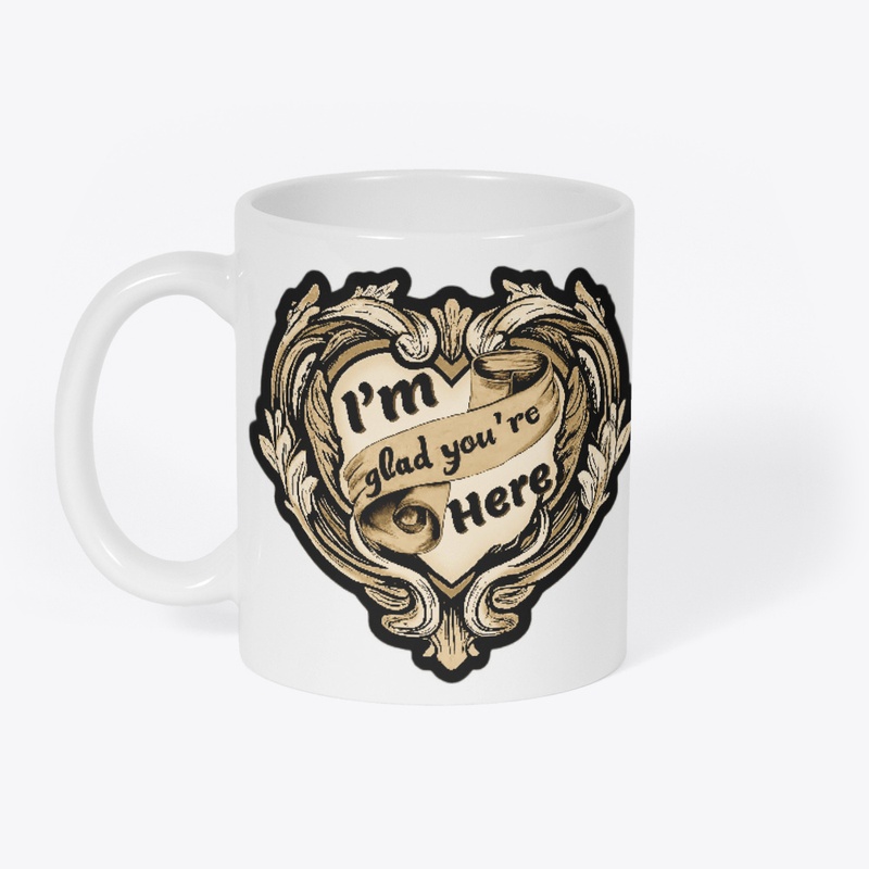 Baroque Heart mug in sepia tones